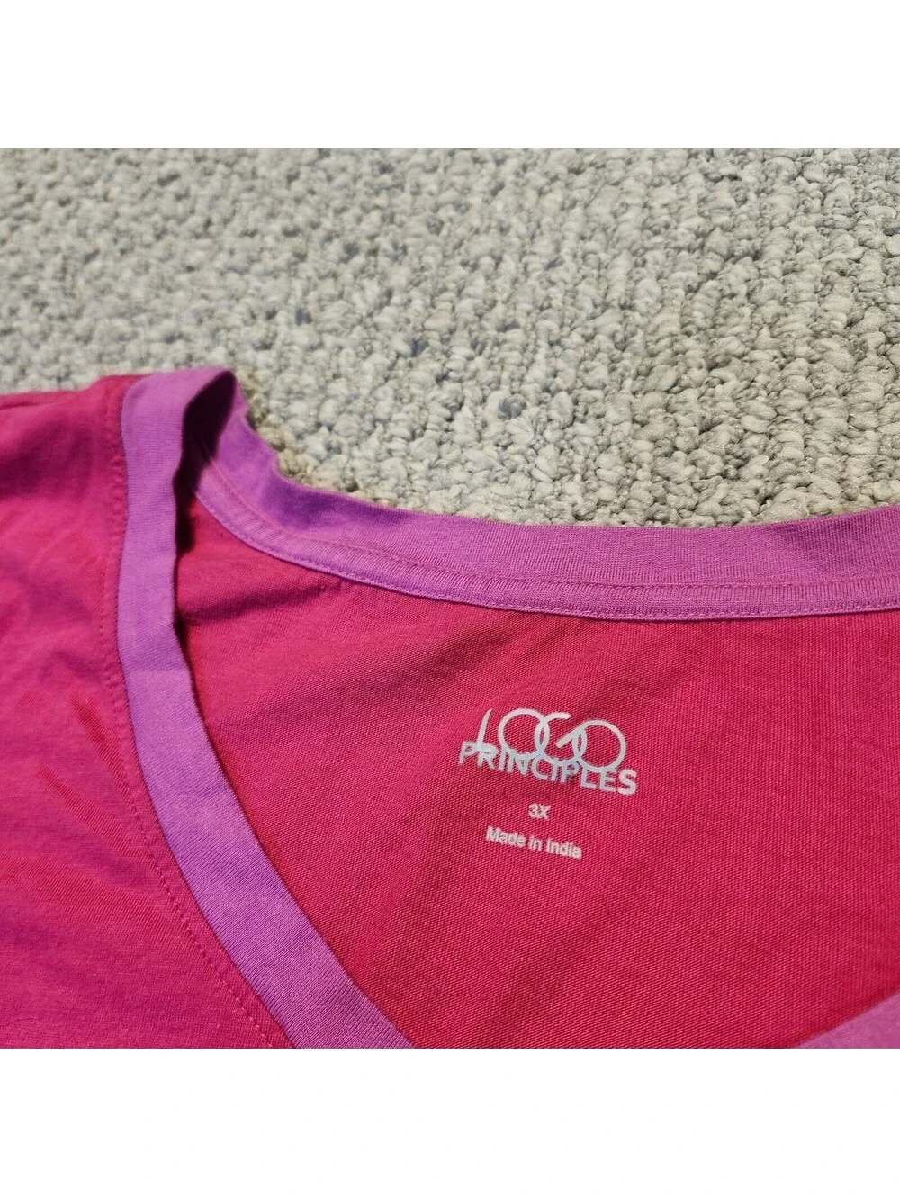 LOGO Principles Women's 3X V-Neck Pink Short Sleeve T-Shirt